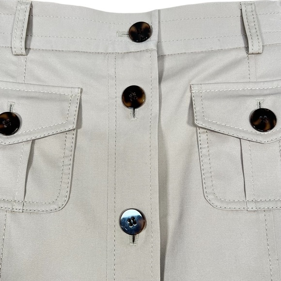 Talbots Button Front Lined Tan Skirt With Faux Pockets Size 6 - Picture 3 of 11